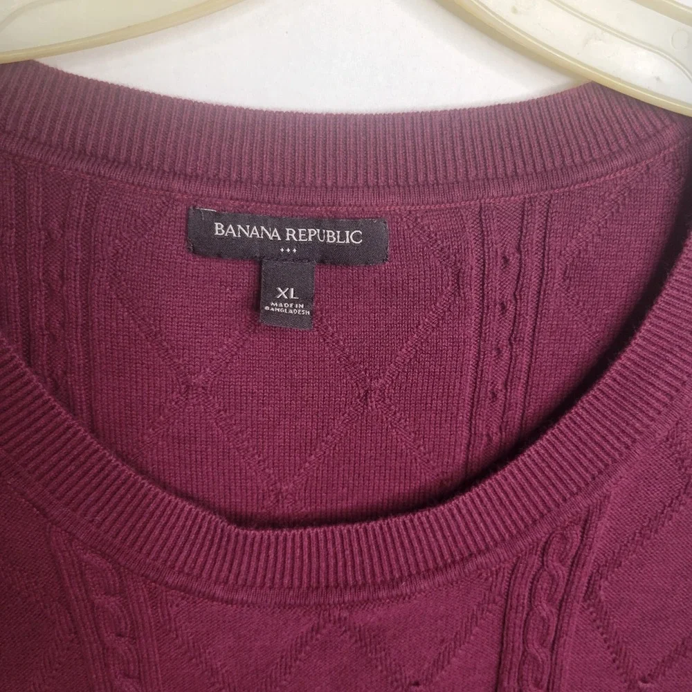 Banana‎ Republic Sweater XL Maroon Cable Knit Long Sleeve Pullover winter warm